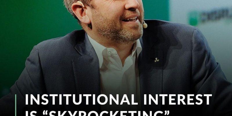 Ripple chief executive officer Brad Garlinghouse says institutional investor interest in cryptocurrency is “skyrocketing