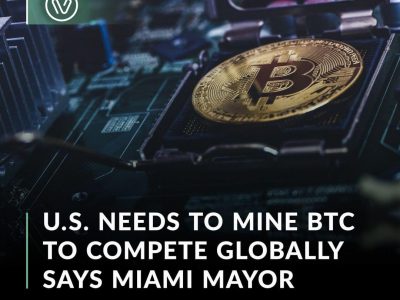 Miami Mayor Francis Suarez has said the United States should mine more bitcoin due to national security reasons since 90% of the activity is done outside the country.